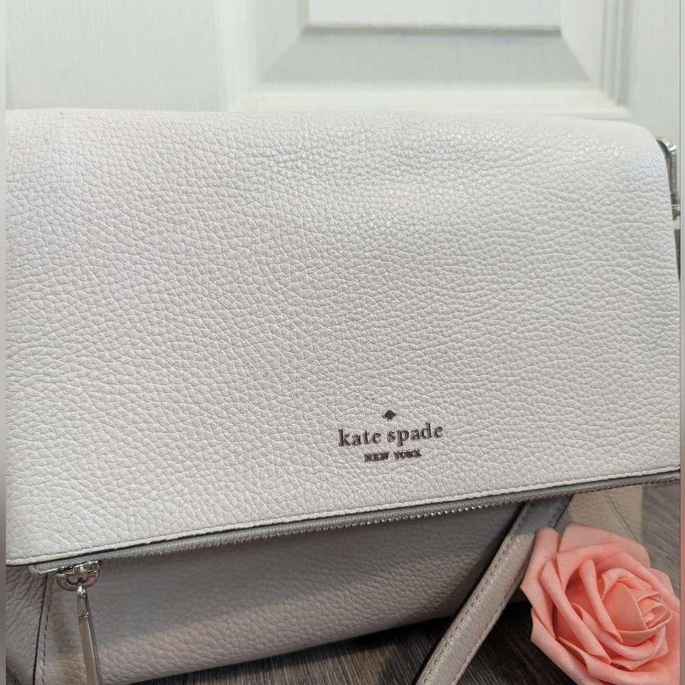 Kate Spade Leila Pebbled Leather Flap Shoulder Bag.